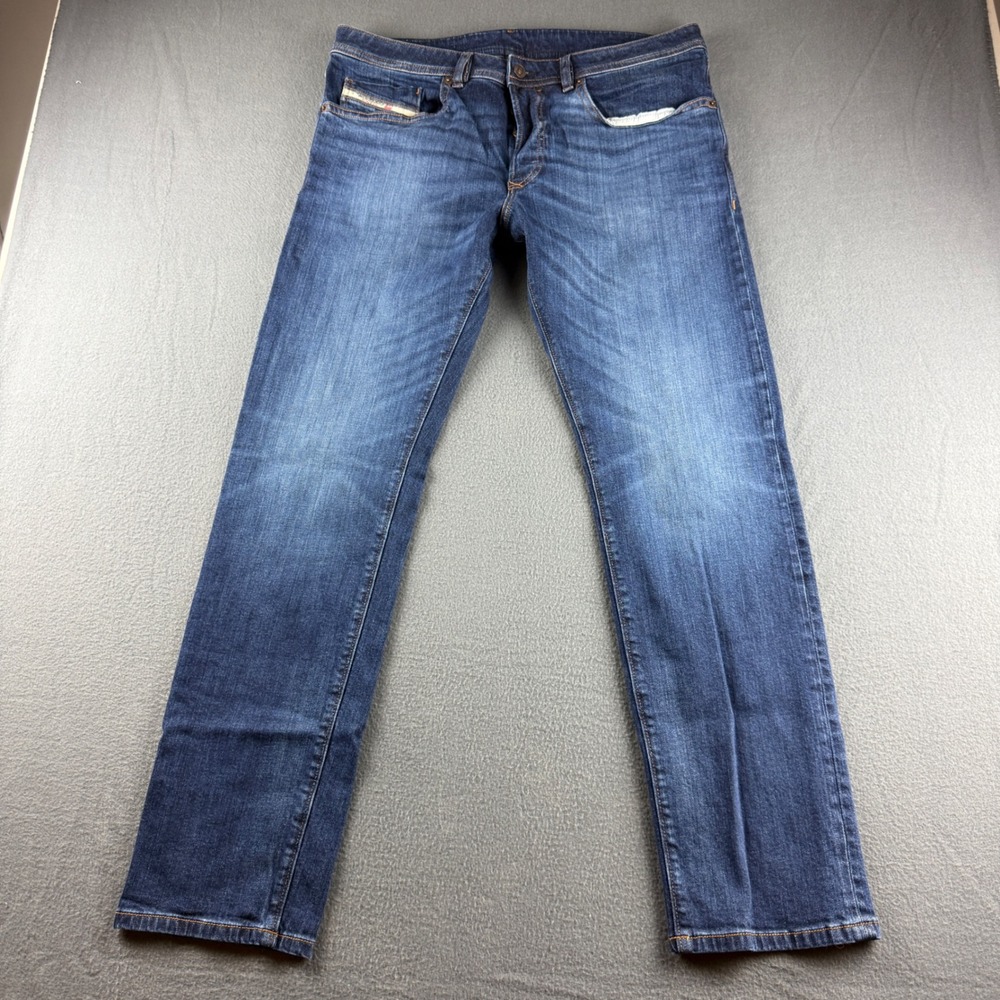 Diesel Buster Jeans Men's 34x32 (Fits 36x32) Blue Button Fly Slim Tapered Dark